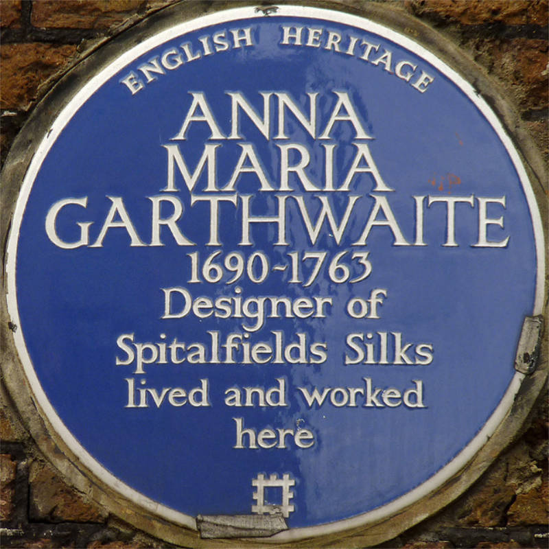 Anna Maria Garthwaite Plaque - Princelet Street Spitalfields