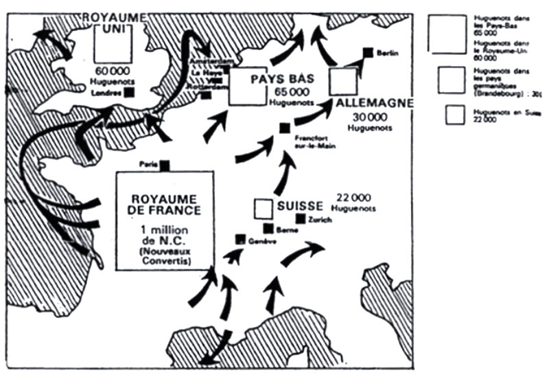 huguenot immigration map